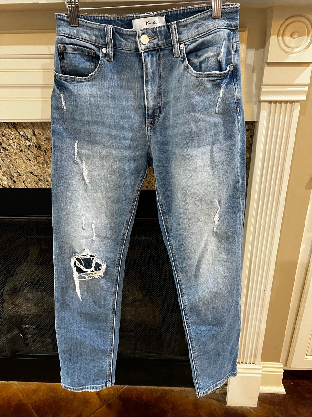 KanCan Light Blue Distressed Slim Straight Jeans 3/25